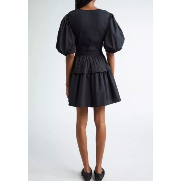 ULLA JOHNSON Tilda Black Mixed Media Mini Dress Small - Picture 3 of 6